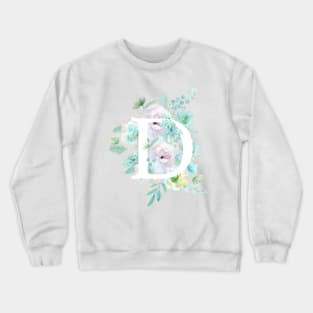 Botanical alphabet D green and purple flowers Crewneck Sweatshirt